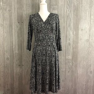 Long sleeved black and white dress